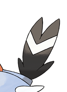 Zoom on Fletchling's tail showing the arrow fletching chevron pattern